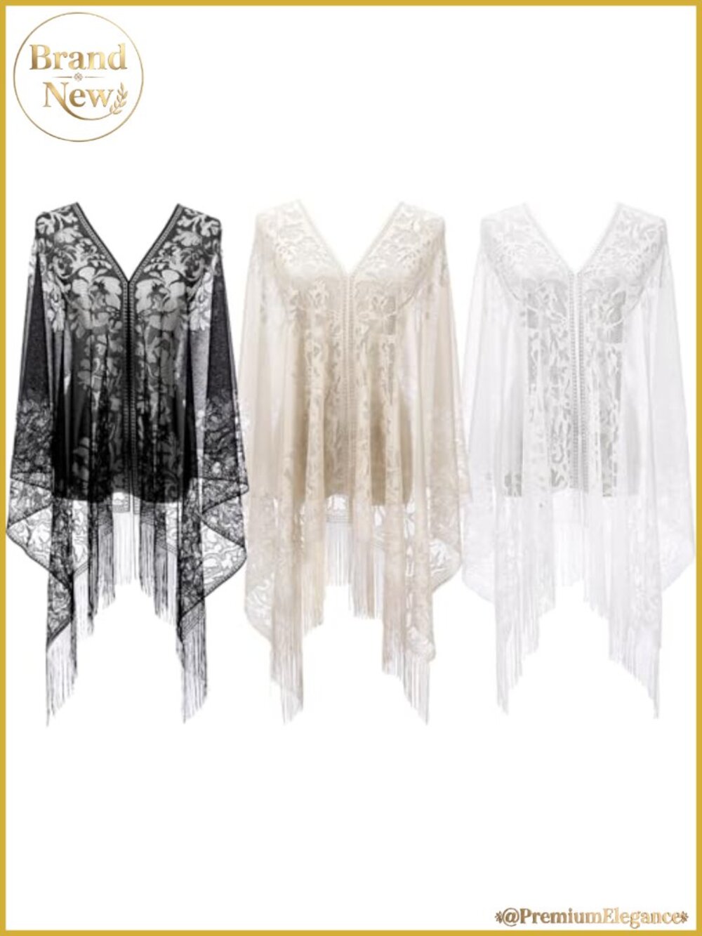 Lace Shawl Wrap Set for Women 1920s Fringe Scarf Evening Party Wedding